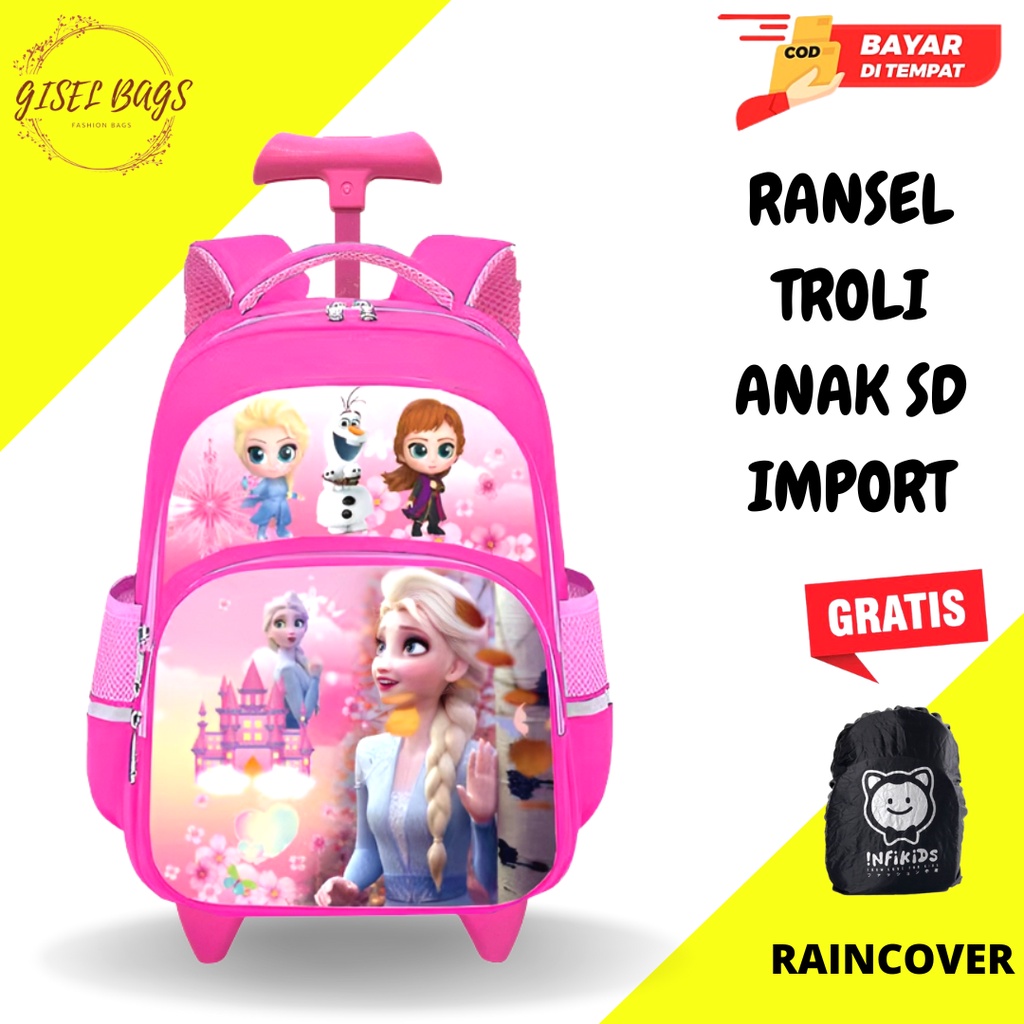 GB-Tas ransel troli anak perempuan SD tas ransel troli anak import tas ransel troli anak karakter lucu