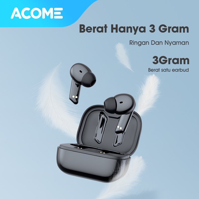 Acome True Wireless Earbuds Headset Bluetooth 5.3 TWS LED Garansi Resmi 1 Tahun Airdots T6