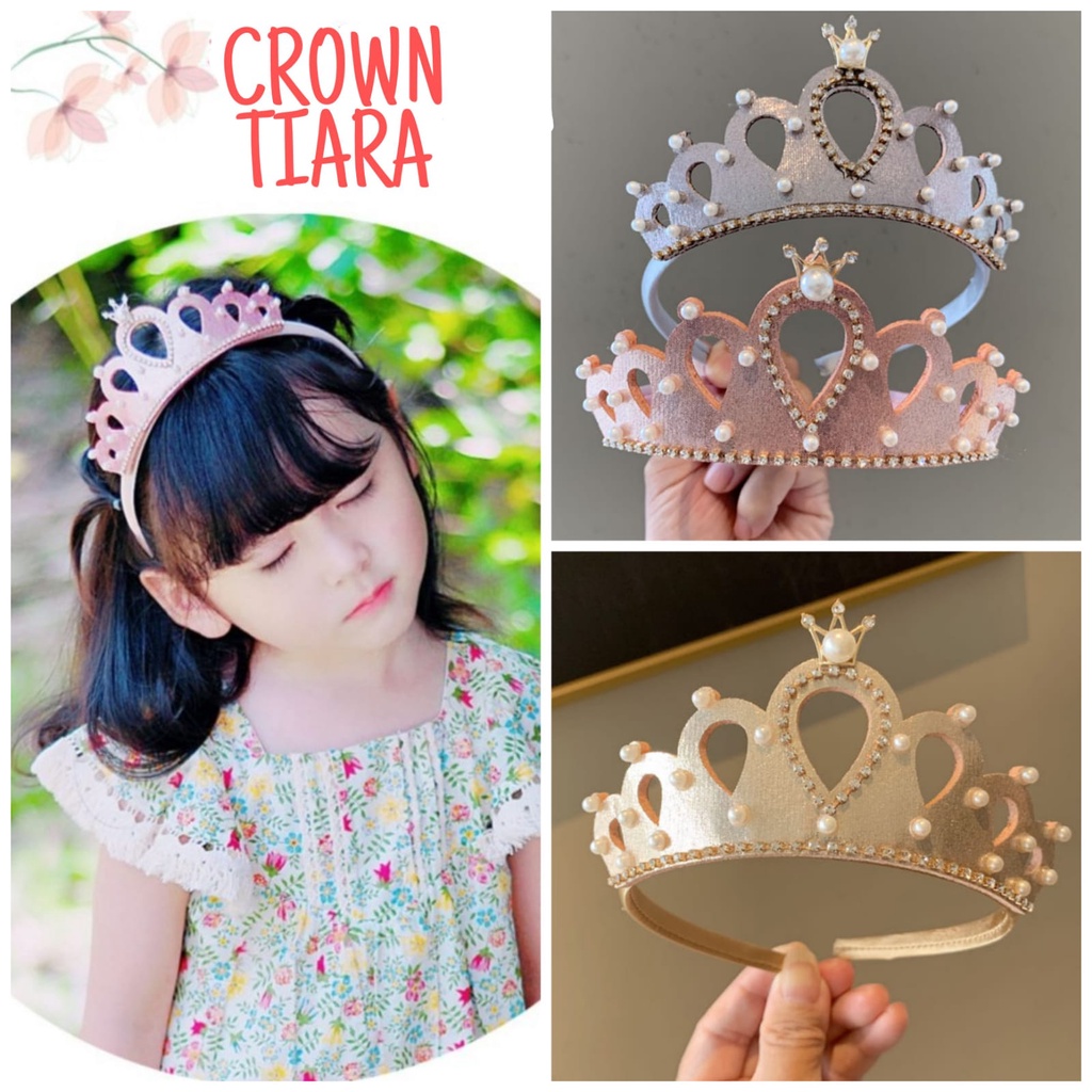 CROWN TIARA BANDO MAHKOTA PRINCESS ANAK PEREMPUAN AKSESORIS FASHION KOREA IMPOR