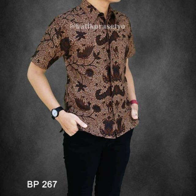 Kemeja batik pria sogan solo batik sogan motif jalu