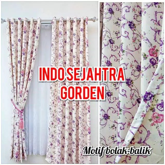 (TERBARU) Gorden hordeng jendela pintu minimalis blackout shabby chic warna ungu - Ungu