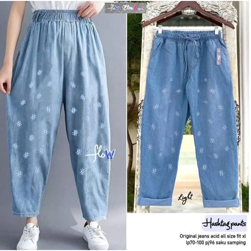 Hashtag Baggy Pants celana kekinian Fit XL by Flow Elmira