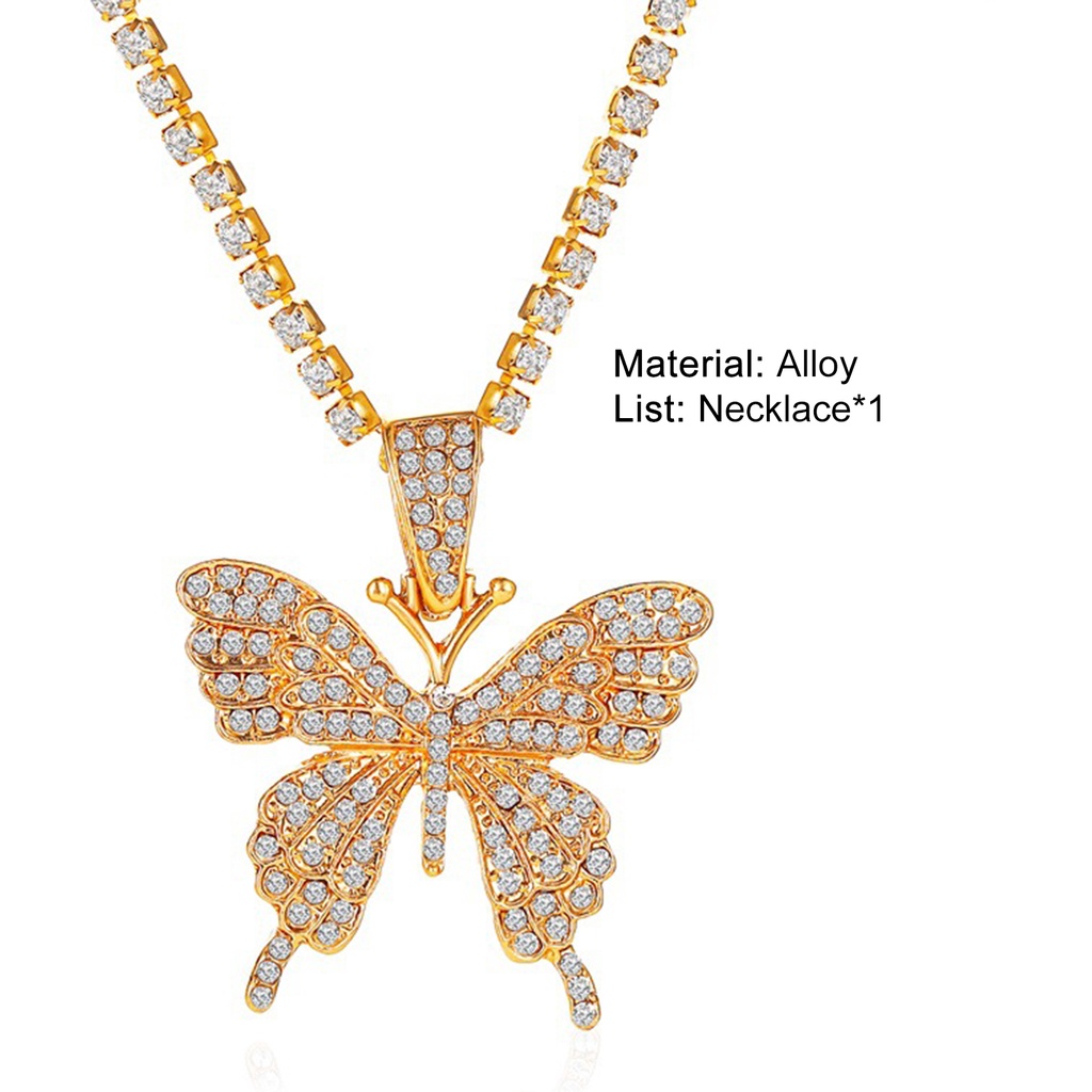 Hu Hu Hu Hu Hu Alat Bantu Pasang Kacamata♡ Butterfly Kalung Choker Liontin Kupu-Kupu Aksen Berlian Imitasi Untuk Wanita