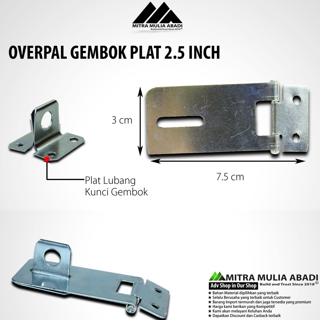 Overpal Slot Grendel 2,5&quot;/engsel gembok 6cm 2,5 inch