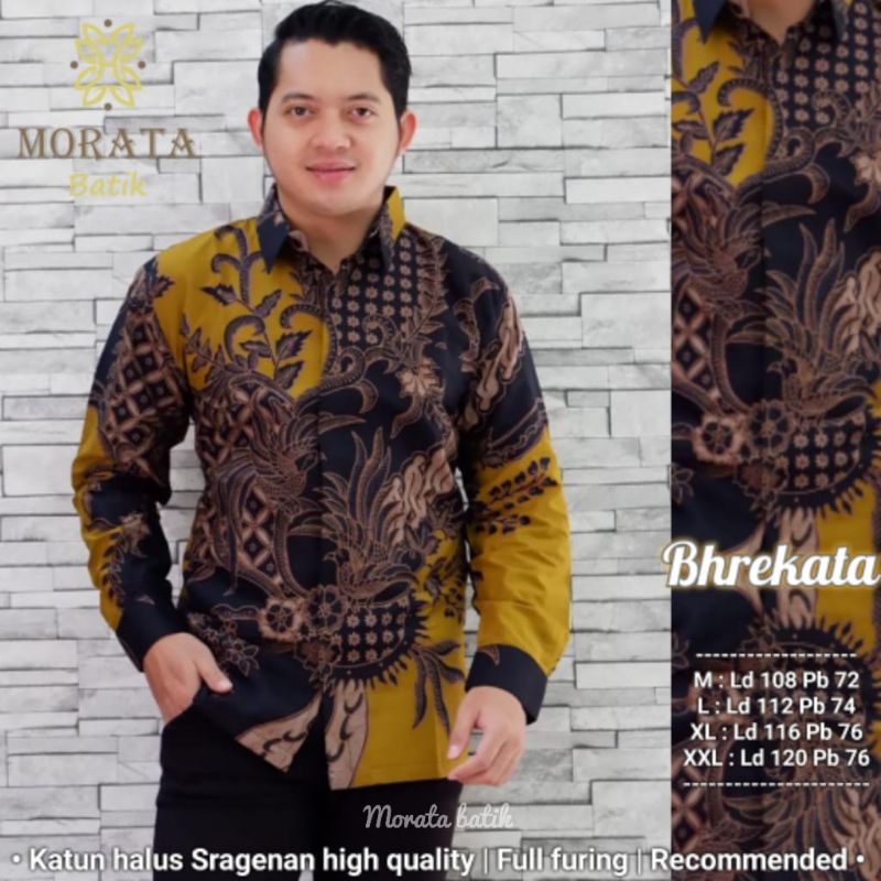 Kemeja batik pria Lengan Panjang Bhrekata panjang