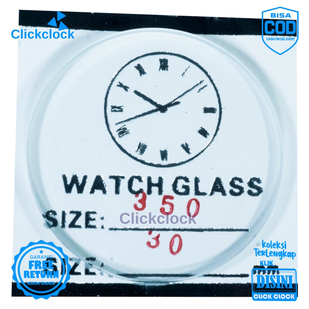 Kaca Jam Kaca Bahan Watch Glass PNC-350 Bagus 3,5 cm