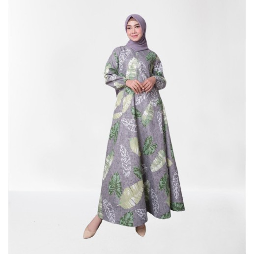Gamis Wanita Baju Muslim Klamby Elegan Busui Katun Busana Dress Motif