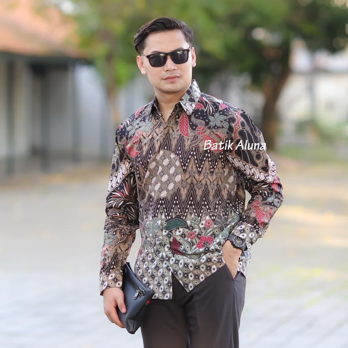 Batik pria lengan panjang Kemeja Atasan Baju batik pria laki laki lengan panjang premium cowok solo