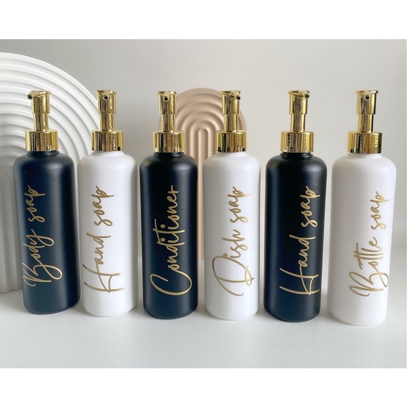 botol DOFF 250ml HITAM PUTIH GOLD NEW LUXURY . aesthetic bottle minimalist refill organizer tempat sabun cair pump estetik