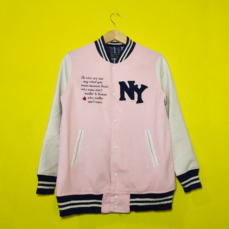 Jual RIVET&SURGE vintage pink varsity jacket (JAKET) Shopee Indonesia