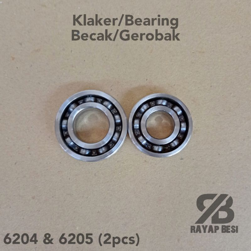 klaker Gerobak/Becak 2pcs (6204&amp;6205) sepasang buat 1Roda, bearing/Klaker/Laher kondisi bekas masih bagus
