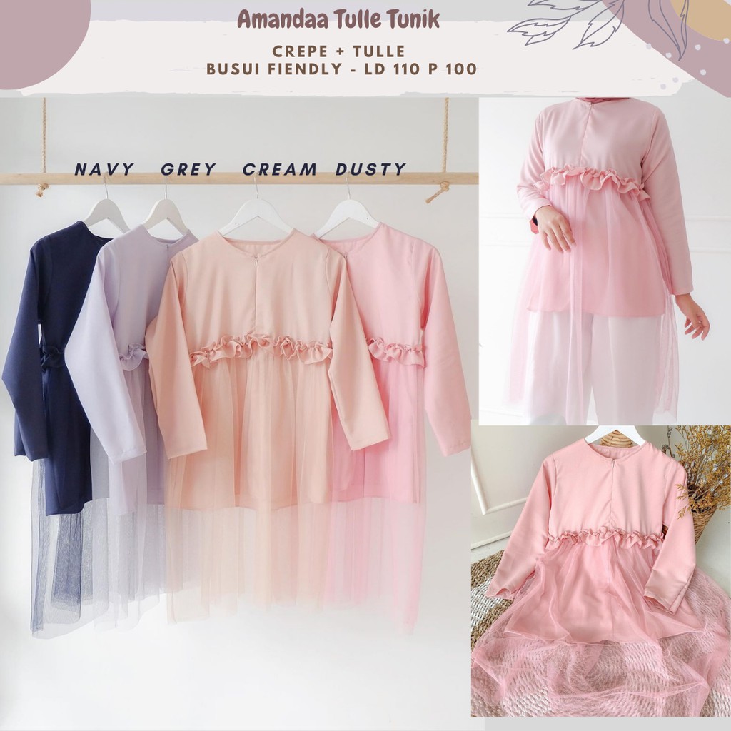 Amandaa Tulle Tunik/Tunik Tile Ld 110/Tunik Tile Dotty/Tunik Tenda/Tunik Seragaman/Tunik Jumbo