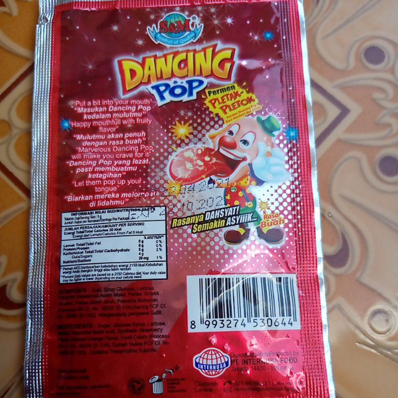 Dancing Pop Permen Popping Candy Pletak Pletok Pak Isi1 Pcs By Crr