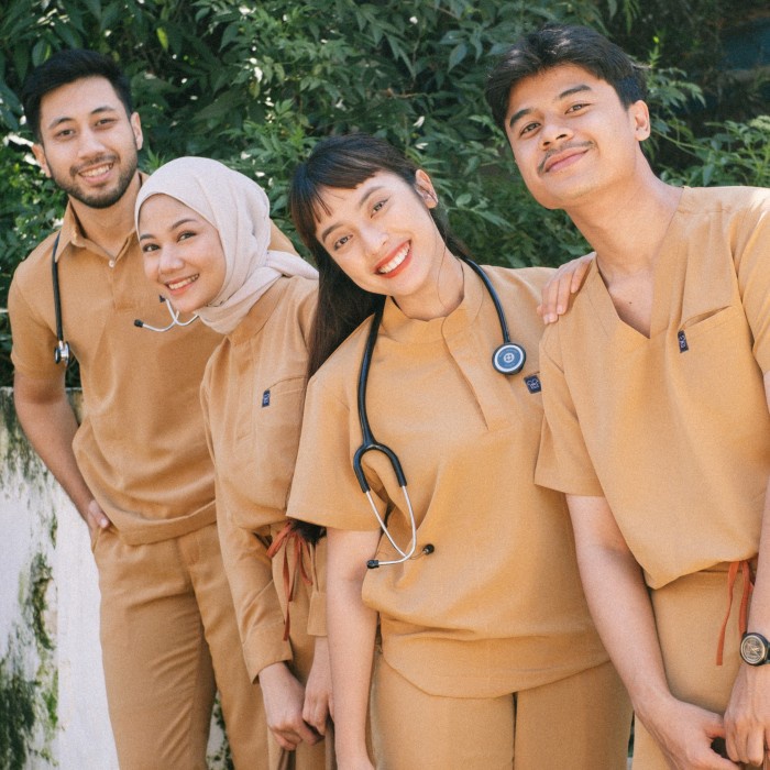 Baju Jaga POLO SS - PALE GOLD Scrubs Theatre Blues First Line Lengan Pendek