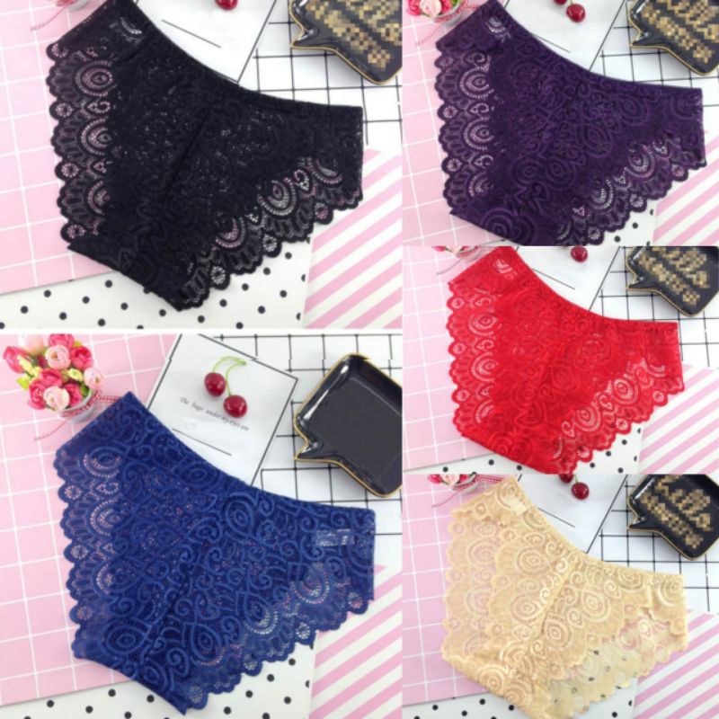 Kinarastorez - Celana dalam renda lace brokat transparan cd panty wanita 878