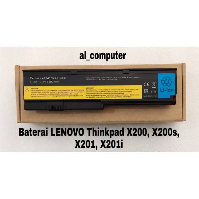 Baterai LENOVO Thinkpad X200 X200s X201 X201i