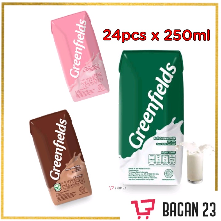 Greenfields Susu UHT ( 32 x 250 ml ) ( Full Cream - Choco Malt - Strawberry ) / Bacan 23 - Bacan23