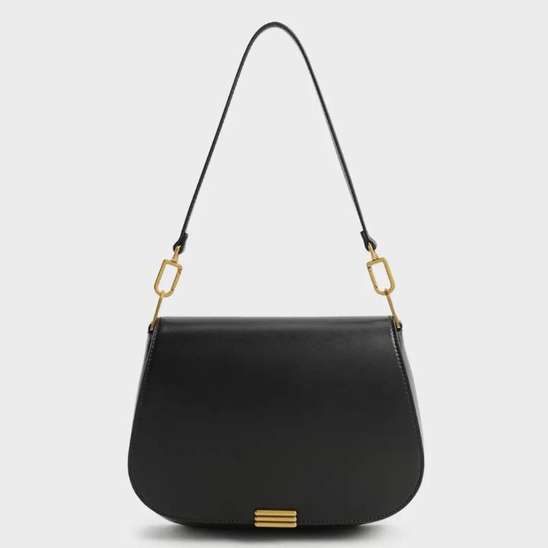 CK Linear Metallic Accent Shoulder Bag