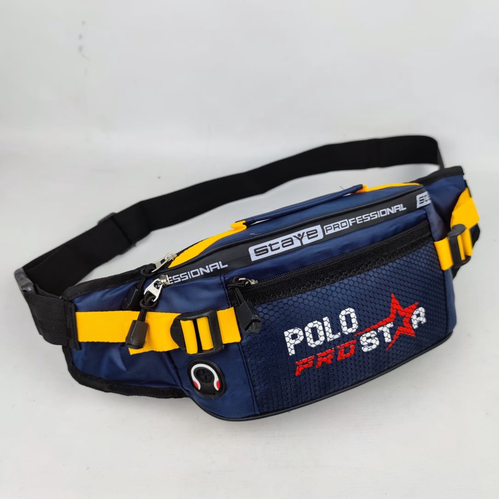 Tas Pria Waistbag Bahan Nilon Parasut Waterproof Polo Prostar Tas Selempang Bahu