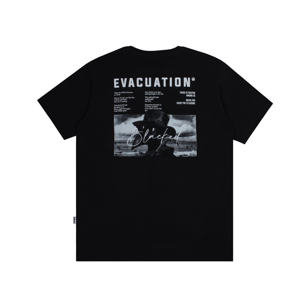 T-shirt Dobujack Evacuation Hitam / Dobujack Tshirt Evacuation Black Tees / Kaos Dobujack Black Premium / Baju Kaos Dobujack Pria dan Wanita / T-shirt Evacuation black Dobujack / Koas Pria / T-shirt Pria dan Wanita / Kaos Oversize / Kaos Polos Hitam