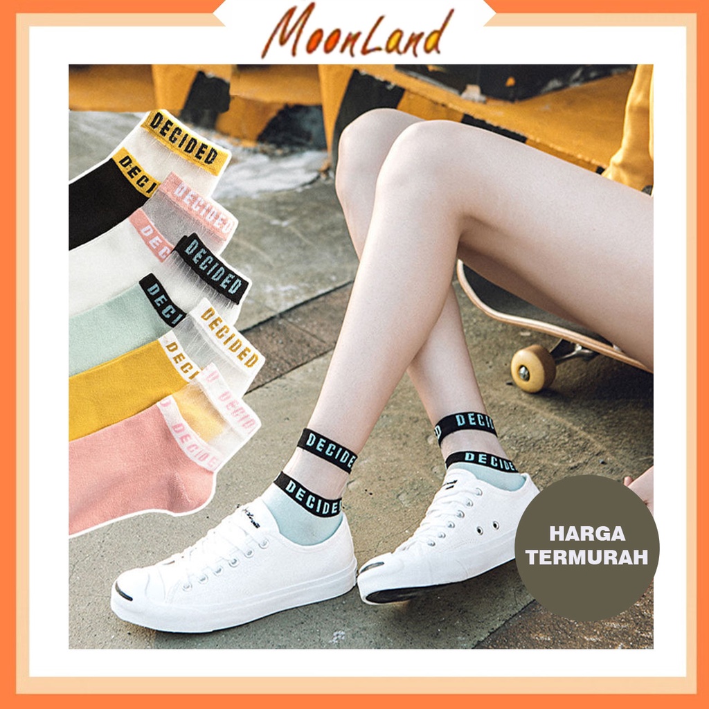 MoonLand Kaos Kaki Casual Tansparan Motif DECIDED  Kaos Kaki Import Unisex Pria Wanita 191