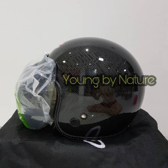 Helm Half Face JPN HalfFace Monsa Full  Carbon Classic - Kaca Cembung