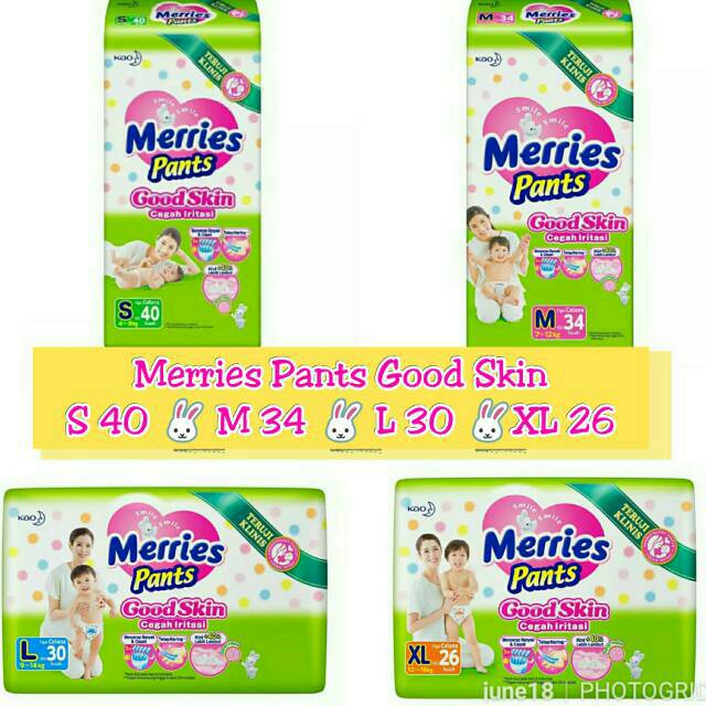 MERRIES Pants Good Skin S 40 M 34 L 30 XL 26 Popok Celana