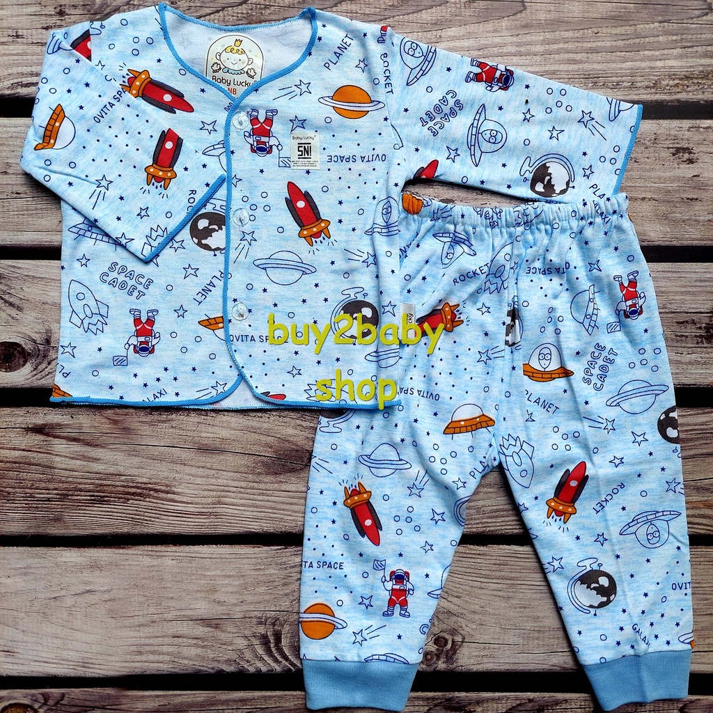 Baju bayi setelan piyama panjang BABY LUCKY usia Newborn 0-3 Bulan 1 PCS