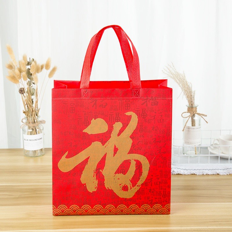 Kantong Fu Imlek Besar Gift Bag Merah Fuk Hoki Souvenir Shopping Bag