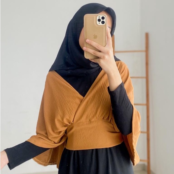 IFRA OUTER CROP / BAJU PENDEK /ATASAN CROP / CROP MURAH / CROP CANTIK / OUTER CRINGKLE / OUTER 2 IN1