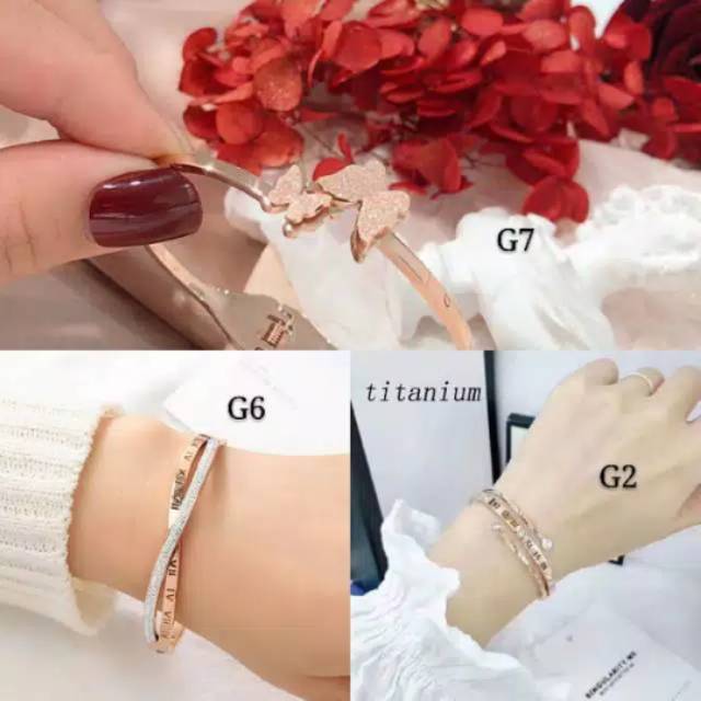 Gelang titanium premium anti karat selamanya model simple korea GBT-46