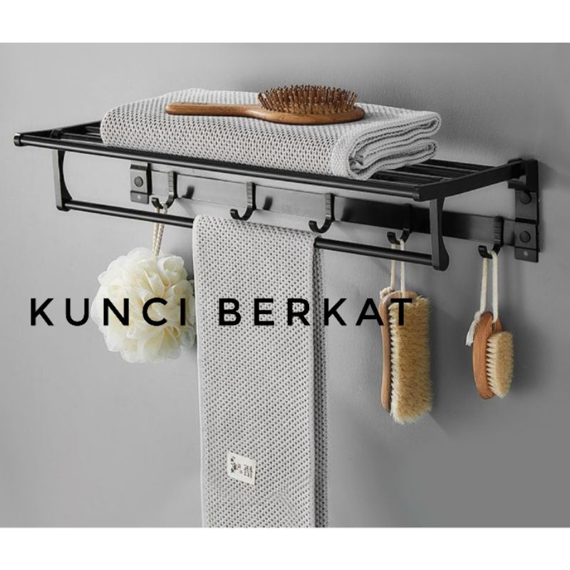 Gantungan Handuk Hitam/Hanger Black/Towel Bar/Jemuran Handuk Kamar Mandi