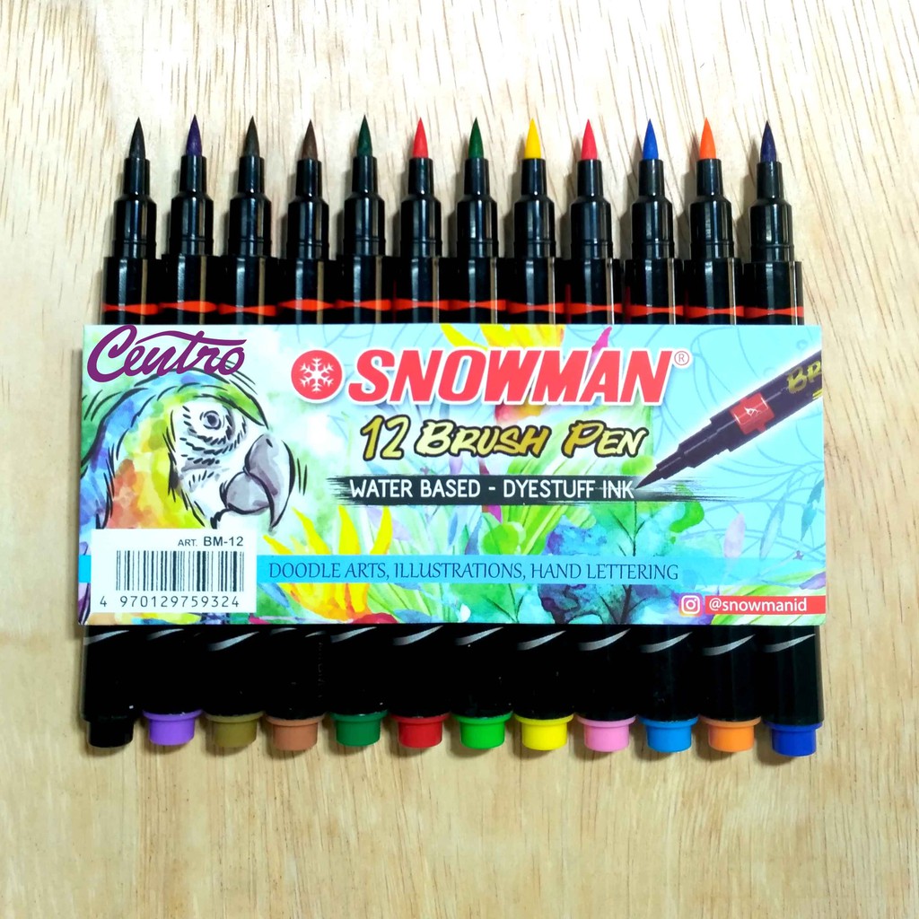 

Snowman Brush Pen BM-12 Spidol Kuas 12 Warna Lettering Doodle Art