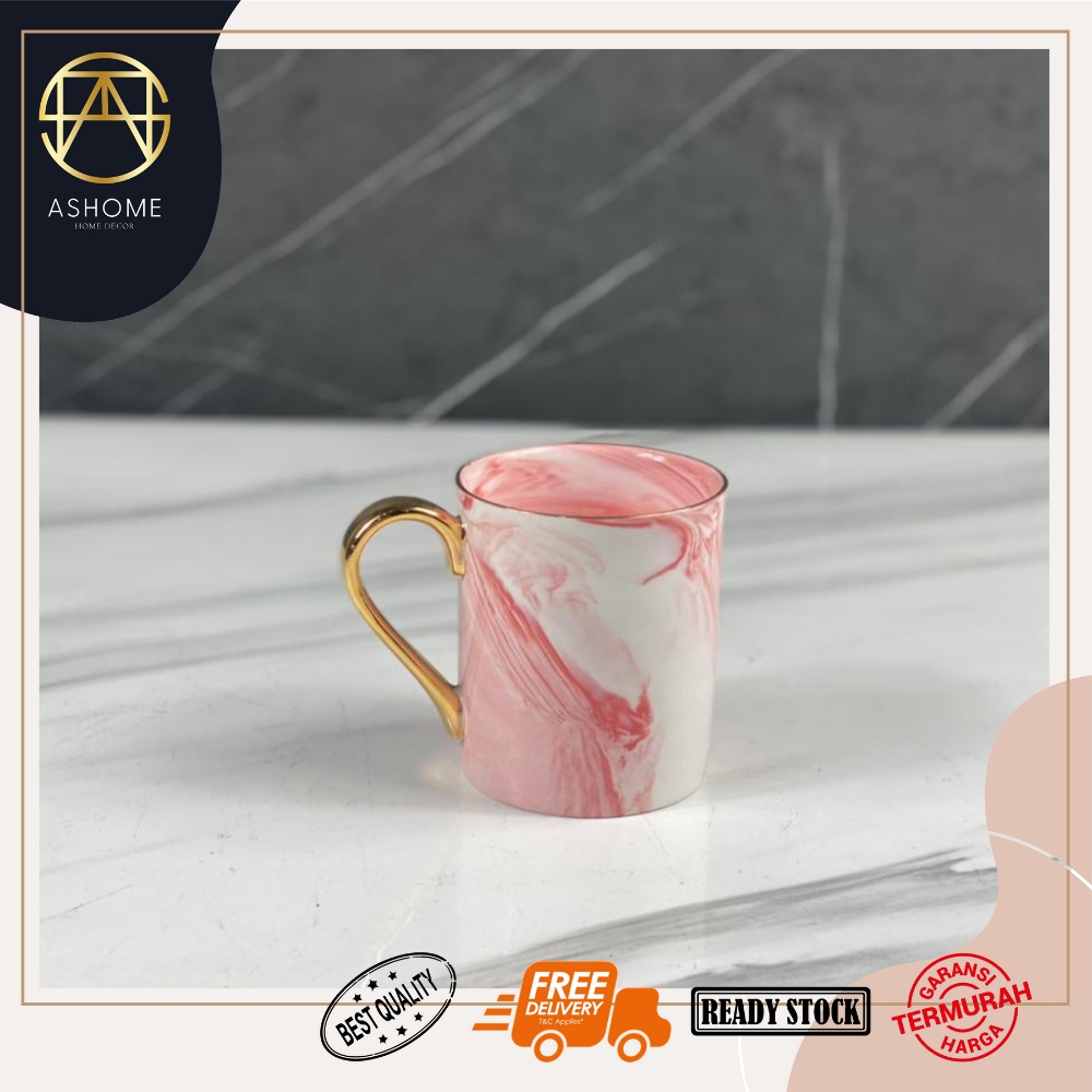 PIRING PINK MARBLE KERAMIK LIST EMAS ELEGAN/ PIRING KERAMIK PINK MOTIF MARMER LIST GOLD ELEGAN MEWAH-GELAS MARBLE PINK
