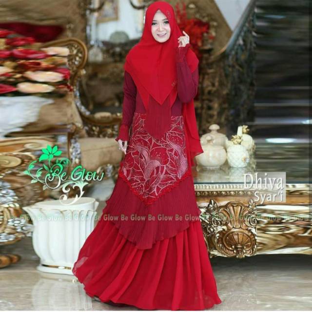 Dhiva syari By Be Glow  / gamis maron