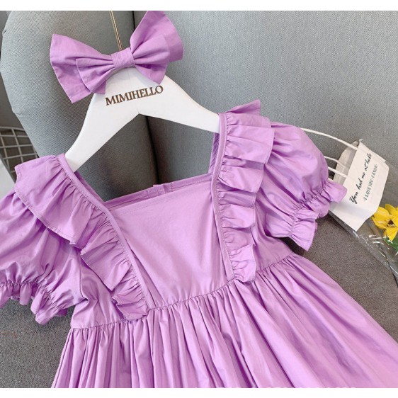 Dress Anak Perempuan PolkaDot Puff Sleeve Short Sleeve Dress+Bow