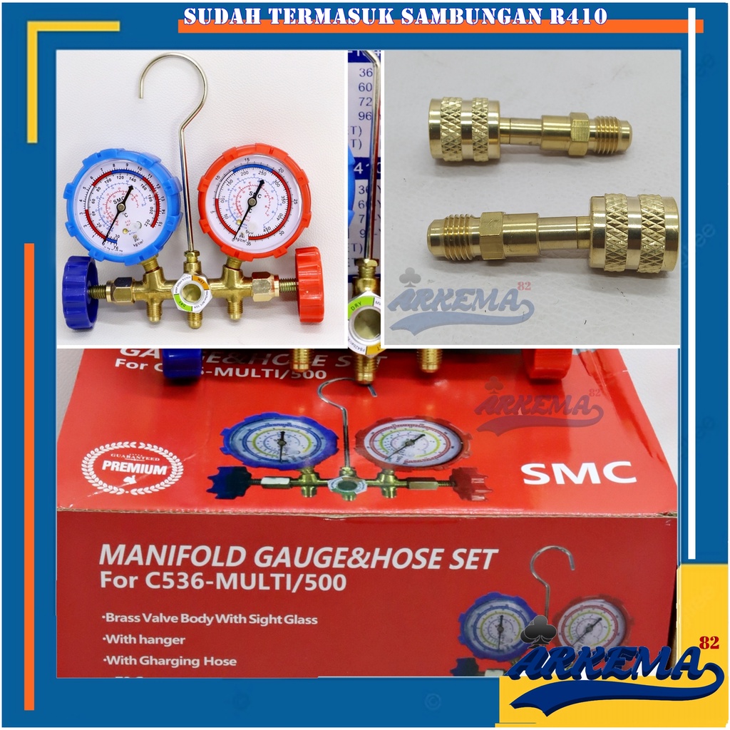 MANIFOLD DOUBLE SMC SET MULTI PREMIUM | MANIFOLD SET R410 R32 R22 R134 R404 R407 | ANALIZER R22