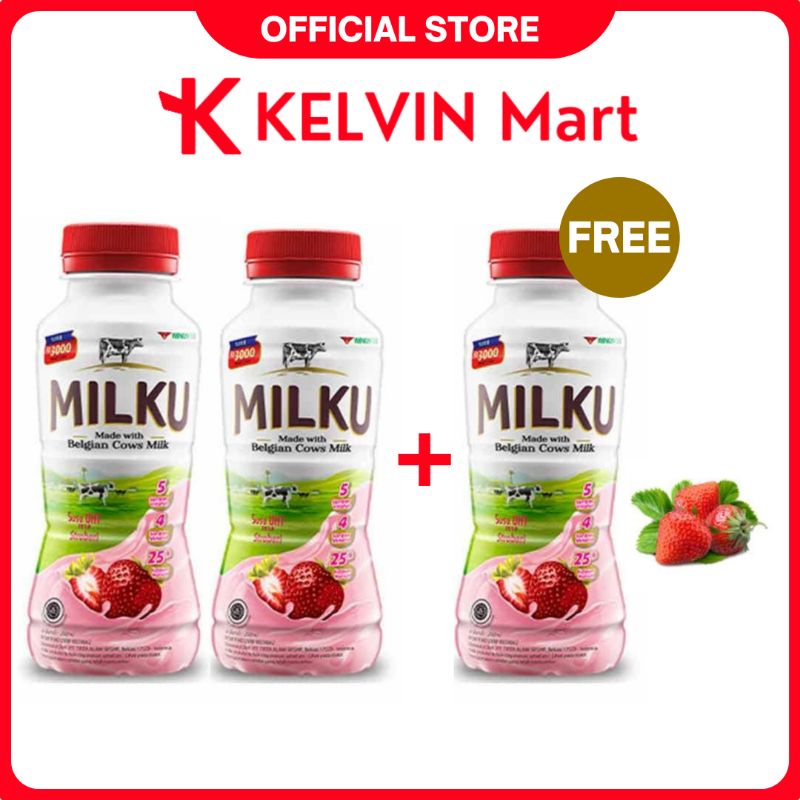 

Milku Susu Cair Strawberry 200mL x 3 pcs (buy 2 free 1) | KELVIN Mart