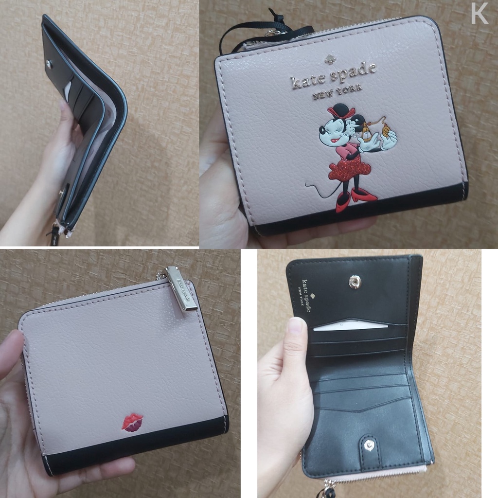 Dompet Kate Spade Minnie L-Zip Bifold Disney Pale Vellum Multi Wallet