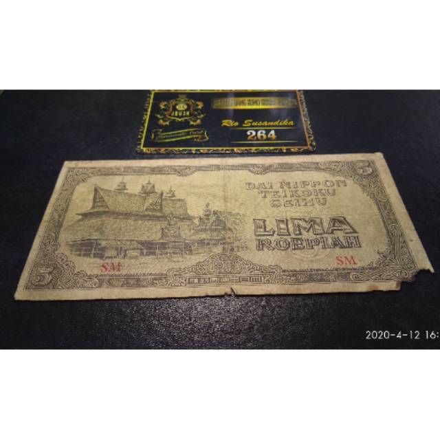 N104 Uang Kuno Jaman Jepang 5 Rupiah