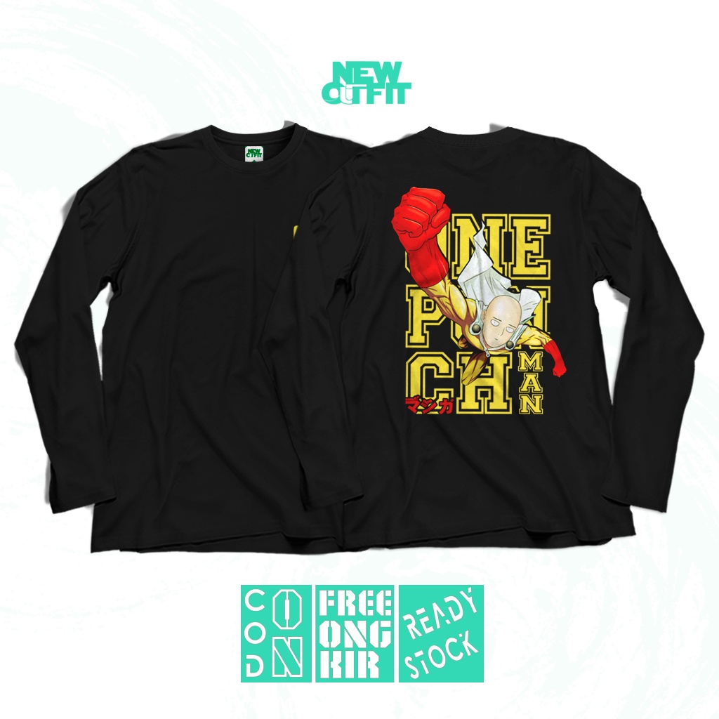 Kaos Lengan Panjang SAITAMA ONE PUNCH MAN HERO OPM Baju Jepang Anime Manga Murah