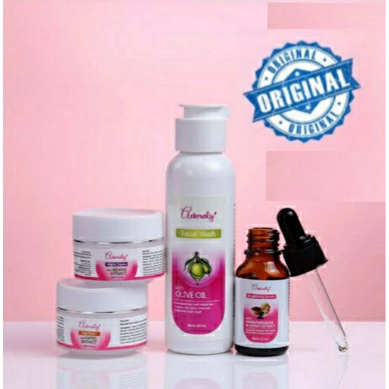 ADOLARY skin care paket ,glowing,anti jerawat dan flex hitam [original]