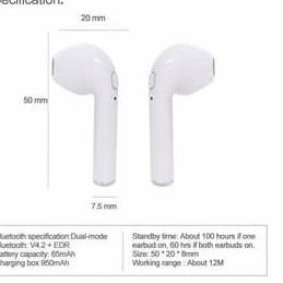 ♥ [ORIGINAL] HEADSET BLUETOOTH I7S EARPHONE WIRELESS  ☜