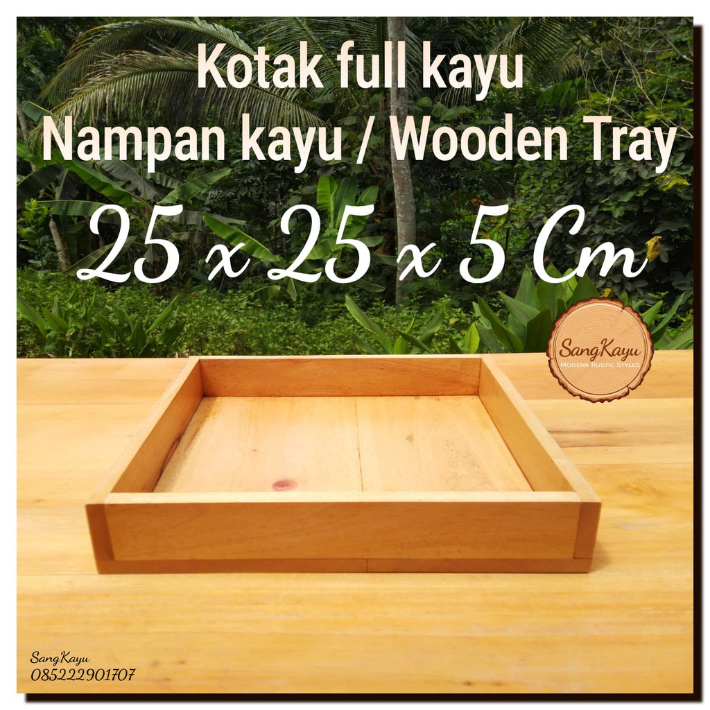 kotak kayu full 25x25x5 Wooden Tray Nampan kayu kotak penyimpanan