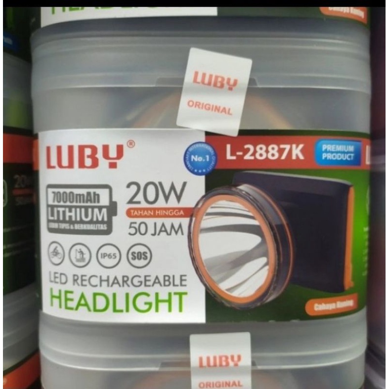 Senter Kepala Luby L 2887K. headlamp cahaya kuning/Putih