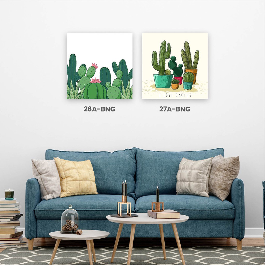 Hiasan Dinding KAKTUS Poster Kayu Rumah Kamar Cafe Bahan MDF Ukuran 20x20cm KAKTUS
