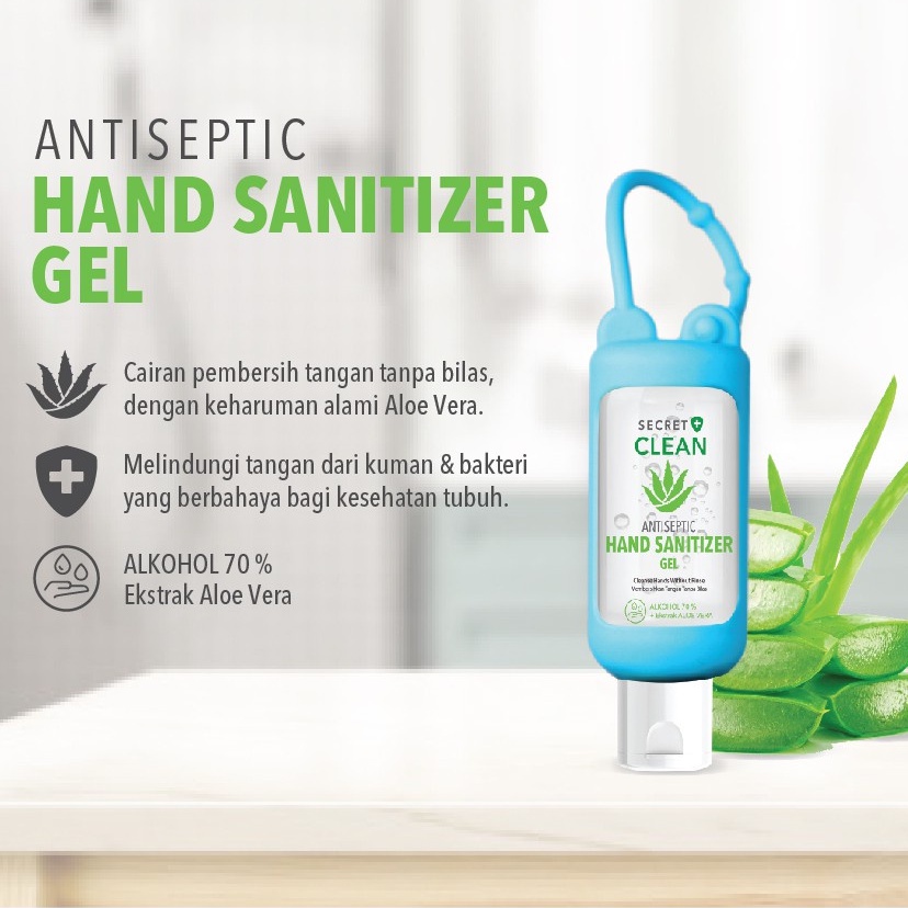 Secret Clean Hand Sanitizer Gel 50ml + Silicone Case Holder