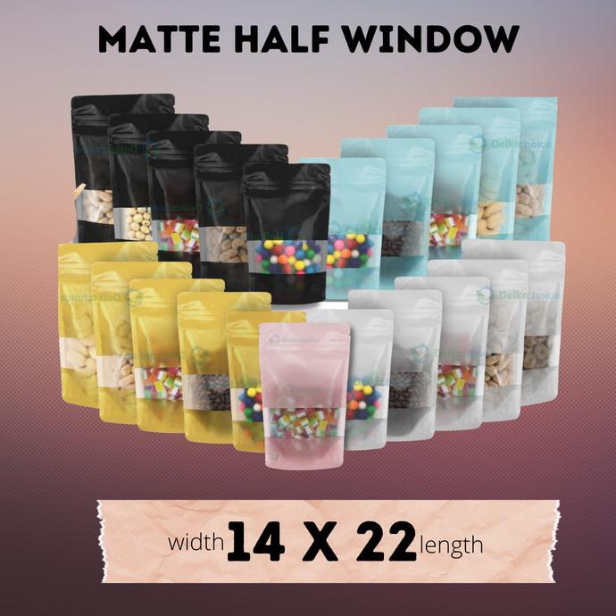 STANDING POUCH WINDOW ZIPLOCK MATTE DELKOCHOICE 14X22