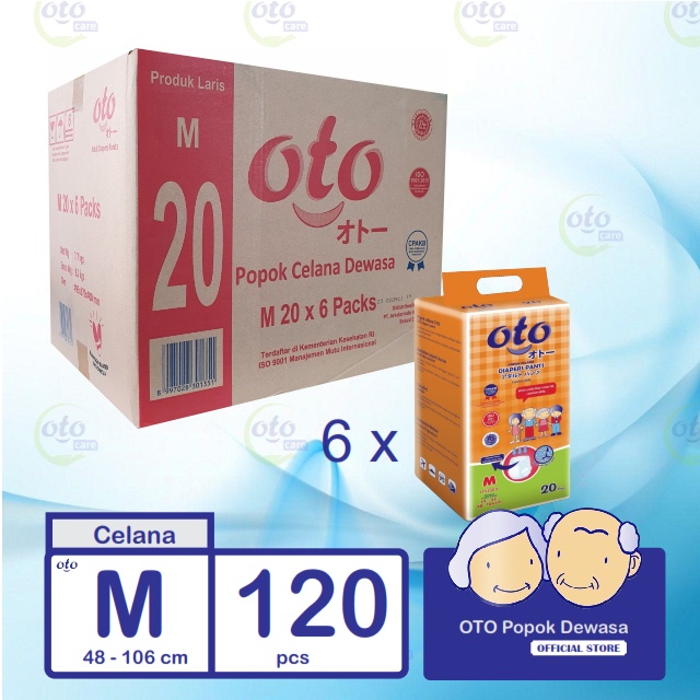 OTO Popok Dewasa PANTS Diapers model Celana ukuran M isi 20 pcs x 6 ( 120 pcs )