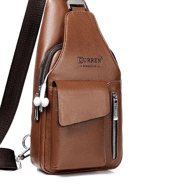 ♔ CURREN 9525 Tas Selempang Bahu Pria Kulit Premium CURRENOS ✵